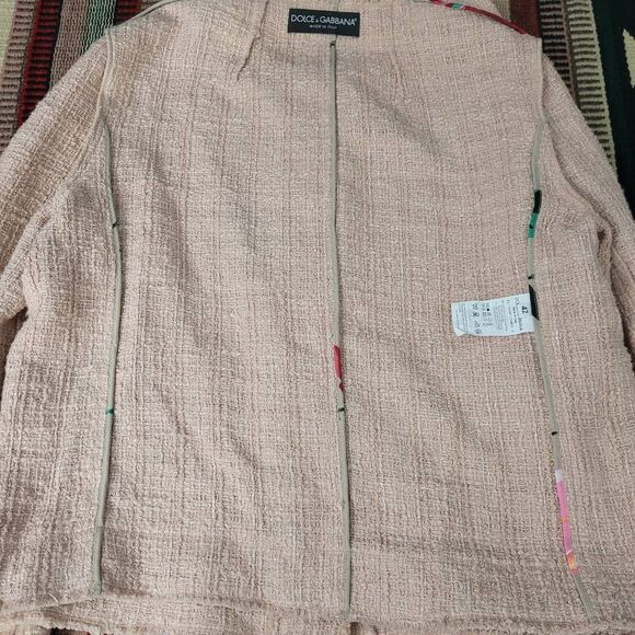 Dolce & Gabbana Light Pink Tweed Blazer Jacket Sz 42 US 6 Classic Elegant Luxury - Picture 4 of 11